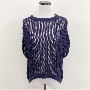 BCBGMaxAzria Purple Open Knit Crochet Sweater Vest T Shirt Small